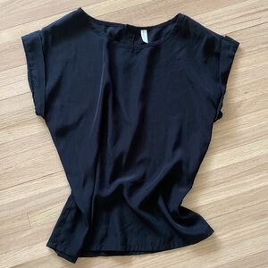Vero Moda black blouse with cap sleeve and zipper detail